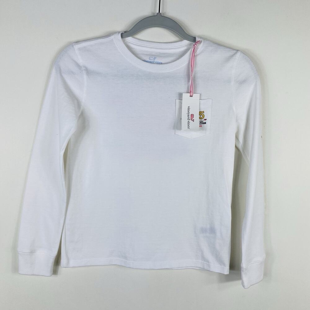 Vineyard Vines T-Shirt Girls Small 8 10 New Years Eve 2025 Whale Long Sleeve